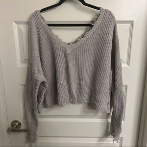 Forever 21 (1X) distressed gray cropped sweater